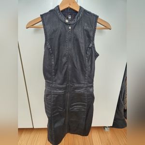 Utility denim dress.